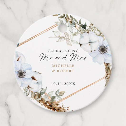 Boho Wedding feiert Mr & Mrs Custom Floral Geschenkanhänger (Vorderseite)
