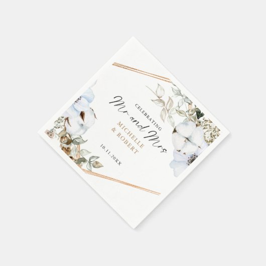 Boho Wedding feiert Mr & Mrs Custom Floral Serviette (Ecke)