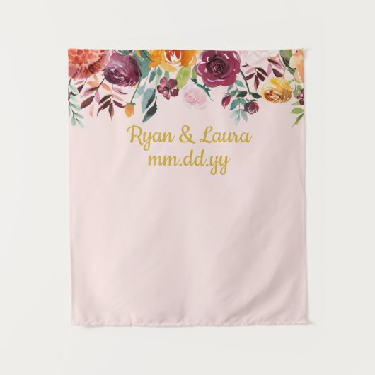 Boho Wedding Foto Stand Hintergrund Blush Gold Pro Wandteppich (Vorderseite)