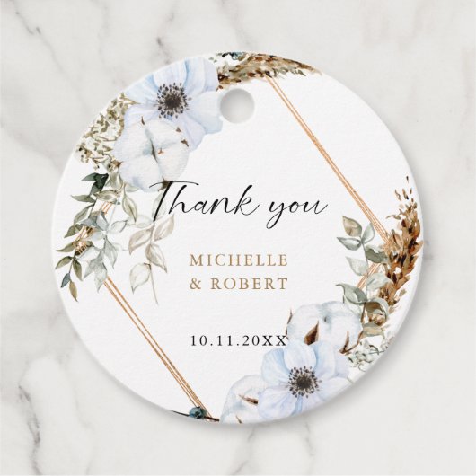 Boho Wedding Frame Elegante Hochzeit im Herbst Geschenkanhänger (Vorderseite)