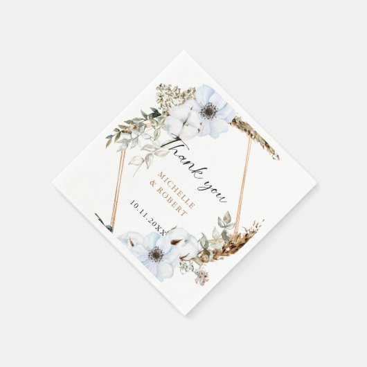 Boho Wedding Frame Floral Hochzeit im Herbst Elega Serviette (Ecke)