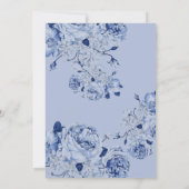 Boho Wedding Garden Blume Navy Blue Elegante Einladung (Rückseite)