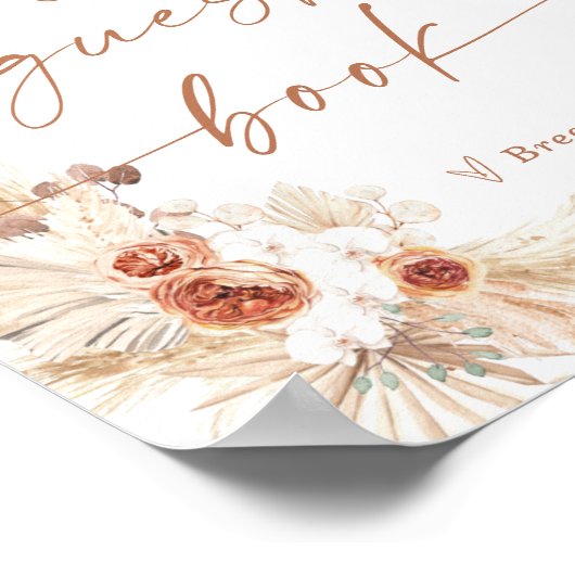 Boho Wedding Guest Book Sign | Arch Pampas Grass Poster (Ecke)