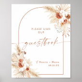 Boho Wedding Guestbook Sign | Arch Pampas Grass Poster (Vorne)