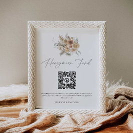 Boho Wedding Honeymoon Fund QR Code Signing Poster