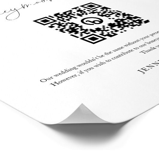 Boho Wedding Honeymoon Fund QR Code Signing Poster (Ecke)