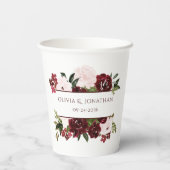 Boho Wedding in Burgund und Blush Pappbecher (Rückseite)