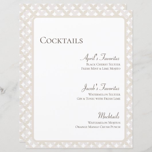 Boho Wedding individualisierbares 8.5X11 Cocktailm (Vorne/Hinten)
