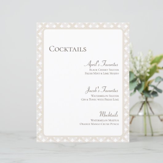 Boho Wedding individualisierbares 8.5X11 Cocktailm (Stehend Vorderseite)