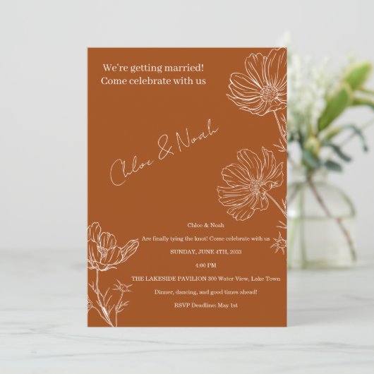 Boho Wedding Invitation Einladung (Stehend Vorderseite)