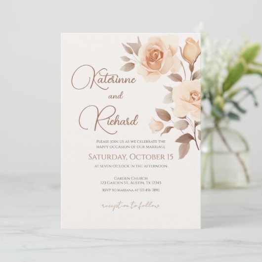 Boho Wedding Invitation Einladung (Stehend Vorderseite)