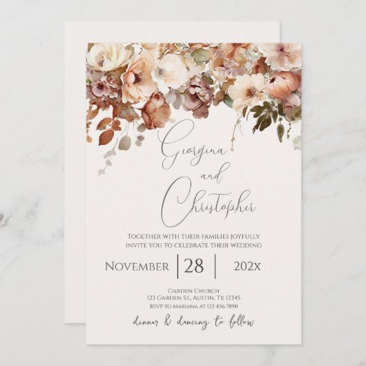 Boho Wedding Invitation Einladung (Vorne/Hinten)