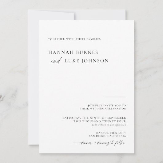 Boho Wedding Invite | Einfach modern Minimalistisc Einladung (Vorderseite)