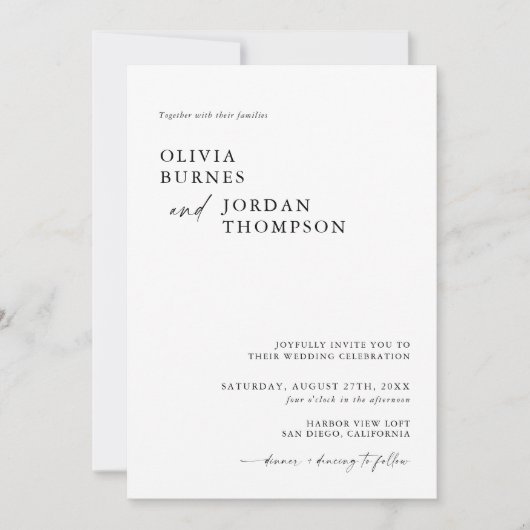 Boho Wedding Invite | Moderne Minimalistische Hoch Einladung (Vorderseite)