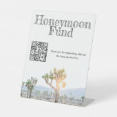 Boho Wedding Joshua Tree Honeymoon Fund QR Code Sockelschild (Vorderseite)