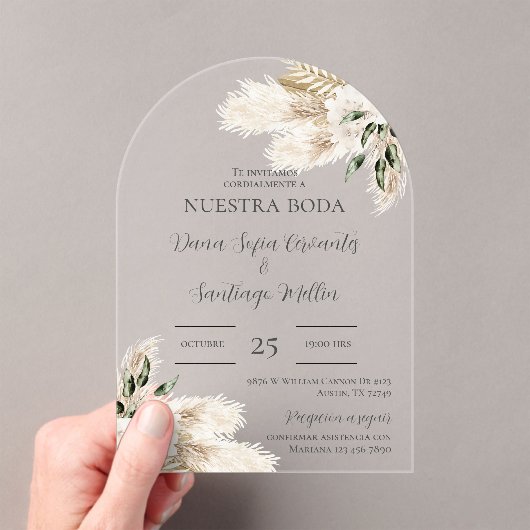 Boho Wedding lädt auf Spanisch ein Acryleinladungen (Insitu (Handheld))