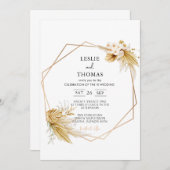 Boho Wedding, Pampas Gras Set, Moderne Hochzeit Einladung (Vorne/Hinten)