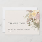 Boho Wedding Pampas Grass Orchid Vielen Dank Einladung (Vorderseite)