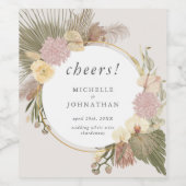 Boho Wedding Pampas Grass Palm Grass Orchid Weinetikett (Einzelnes Label)