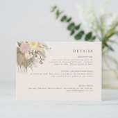 Boho Wedding Pampas Grass Palm Info Einladung (Stehend Vorderseite)