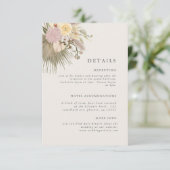 Boho Wedding Pampas Grass Palm Info Einladung (Stehend Vorderseite)