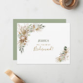 Boho Wedding Party Werden Sie mein Vorschlag Mitteilungskarte (Vorderseite/Rückseite Beispiel)