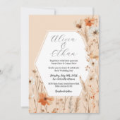 Boho Wedding Peach Florals Blume Einladung (Vorderseite)