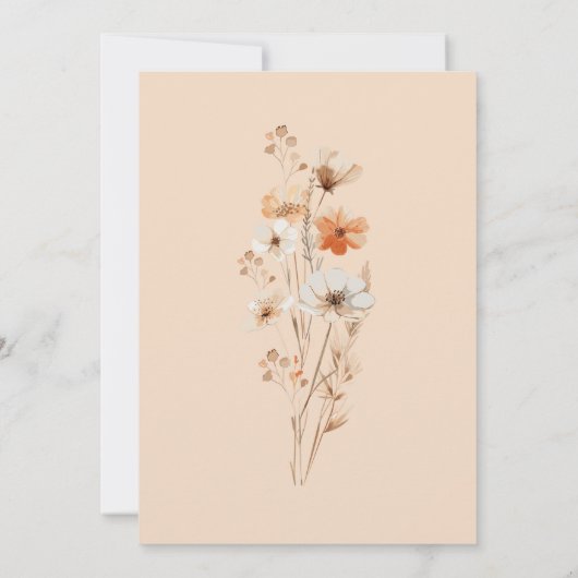 Boho Wedding Peach Florals Blume Einladung (Rückseite)