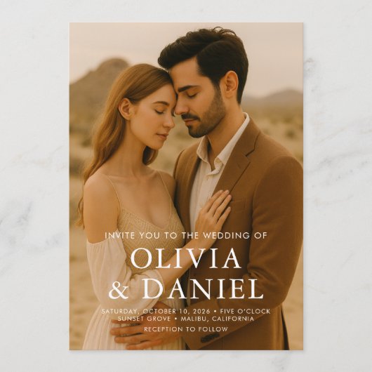 Boho Wedding Photo Minimalist Simple Einladung (Vorderseite)