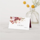 Boho Wedding Place Card – Burgundy & Blush Platzkarte (Vorderseite)