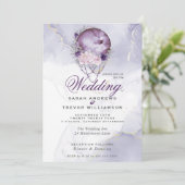 Boho Wedding Plum Lila Vollmond Einladung (Stehend Vorderseite)