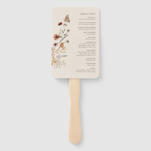 Boho Wedding Program Fächer (Rückseite)