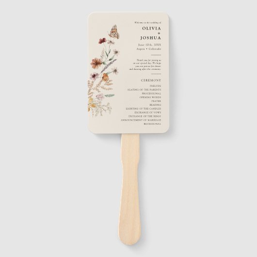 Boho Wedding Program Fächer (Vorderseite)