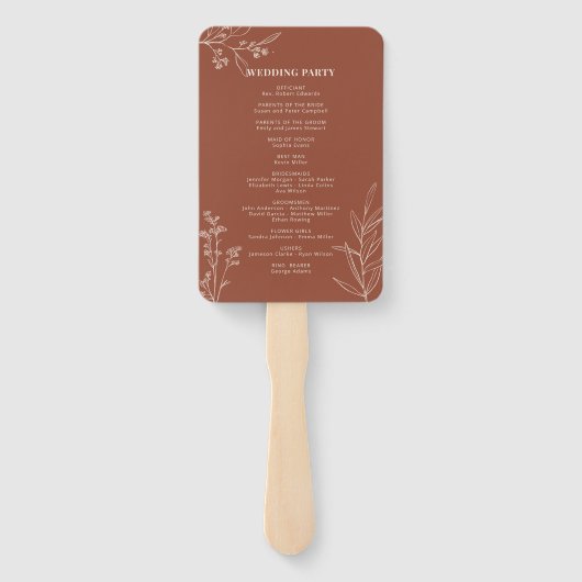 Boho Wedding Programm Fan, Zeremonie Programm flor Fächer (Rückseite)