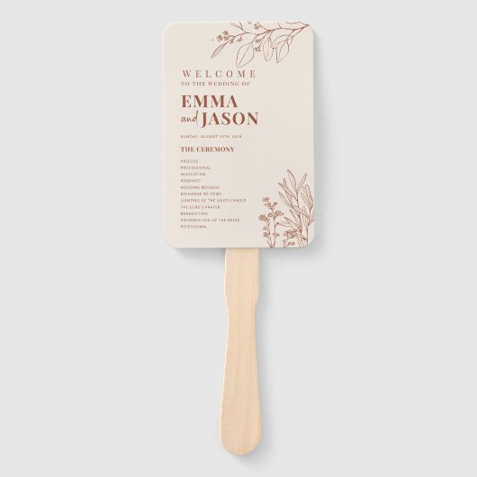 Boho Wedding Programm Fan, Zeremonie Programm flor Fächer (Vorderseite)