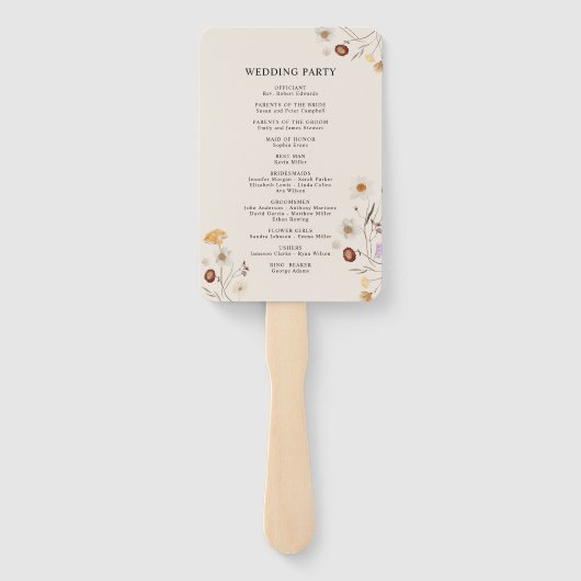 Boho Wedding Programm Fan, Zeremonie Programm flor Fächer (Rückseite)