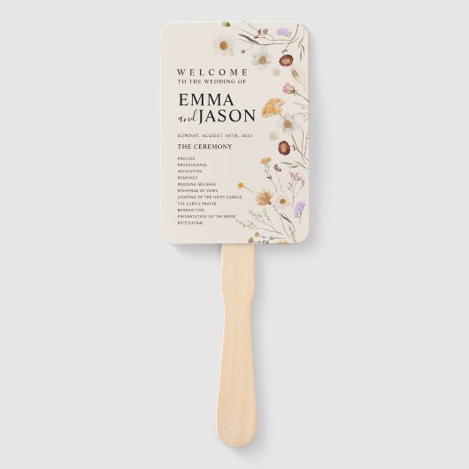 Boho Wedding Programm Fan, Zeremonie Programm flor Fächer (Vorderseite)