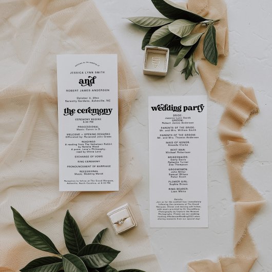 Boho Wedding Programm, Retro Moderne Veranstaltung