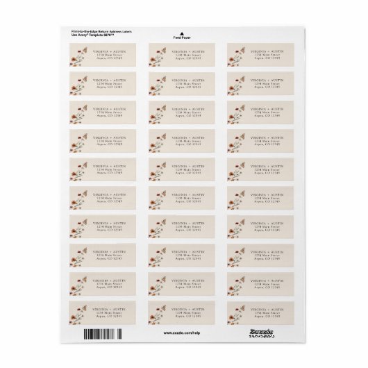Boho Wedding Return Address Label (Vorne)