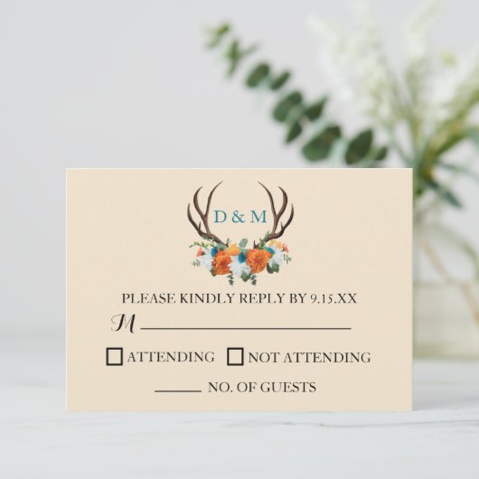 BOHO Wedding RSVP Card (Stehend Vorderseite)