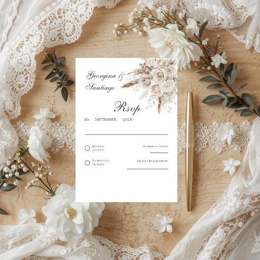 Boho Wedding RSVP card Karte