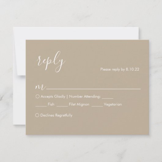 Boho Wedding RSVP Card, Optionen zum Essen (Vorderseite)