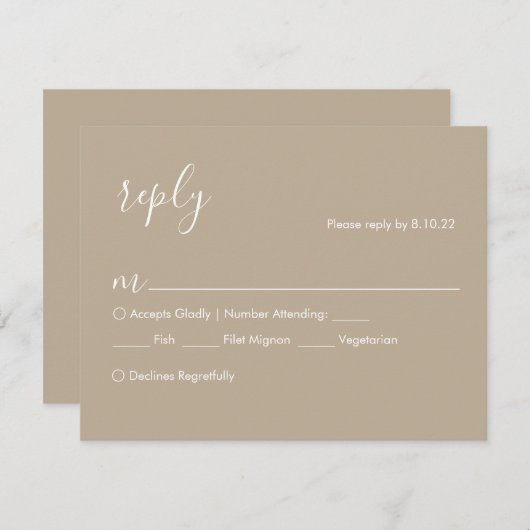 Boho Wedding RSVP Card, Optionen zum Essen (Vorne/Hinten)
