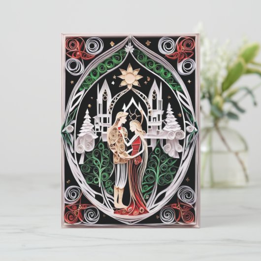 Boho Wedding RSVP Einladung (Stehend Vorderseite)