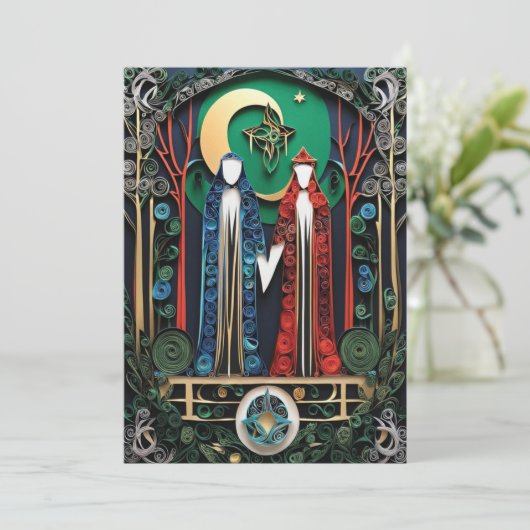 Boho Wedding RSVP Einladung (Stehend Vorderseite)