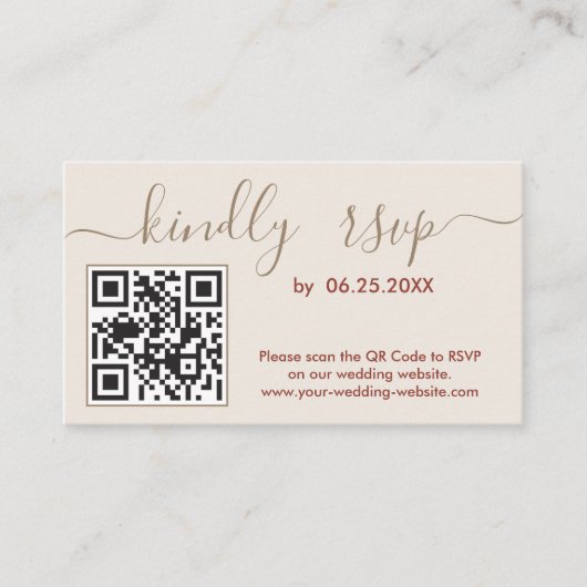 Boho Wedding RSVP Online Website mit QR Code Begleitkarte (Vorderseite)