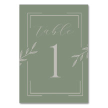 Boho Wedding Sage Green Foilage Tischnummern