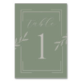 Boho Wedding Sage Green Foilage Tischnummern (Rückseite)