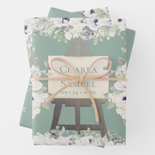 Boho Wedding Sage Watercolor Brautparty Geschenkpapier Set (Beispiel)