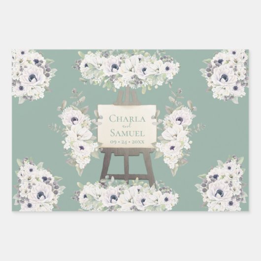 Boho Wedding Sage Watercolor Brautparty Geschenkpapier Set (Vorderseite)